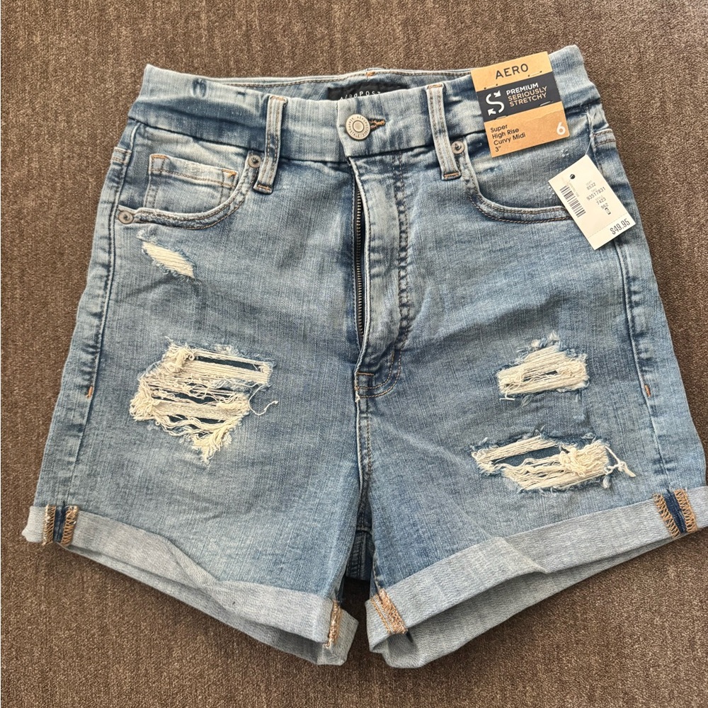 NWT Aeropostale Women's Blue Distressed Denim Shorts